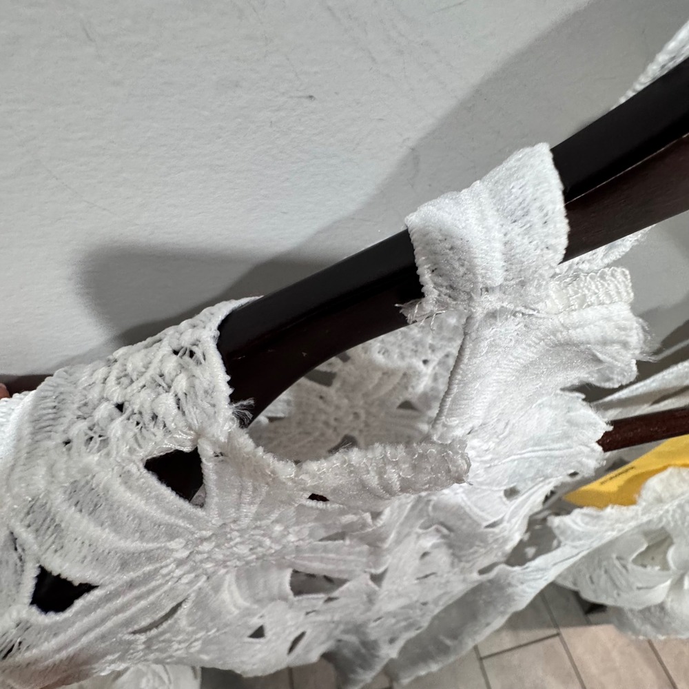 4OUR DREAMERS Floral Crochet Lace Swim Cover-Up XL White NWT Boho Caftan Dress - Picture 4 of 12